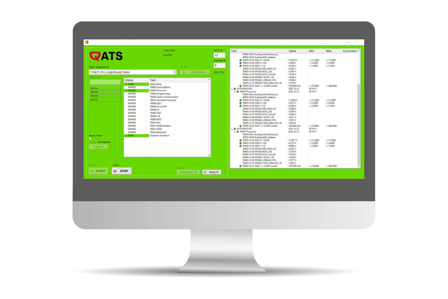 Mockup QATS running passed