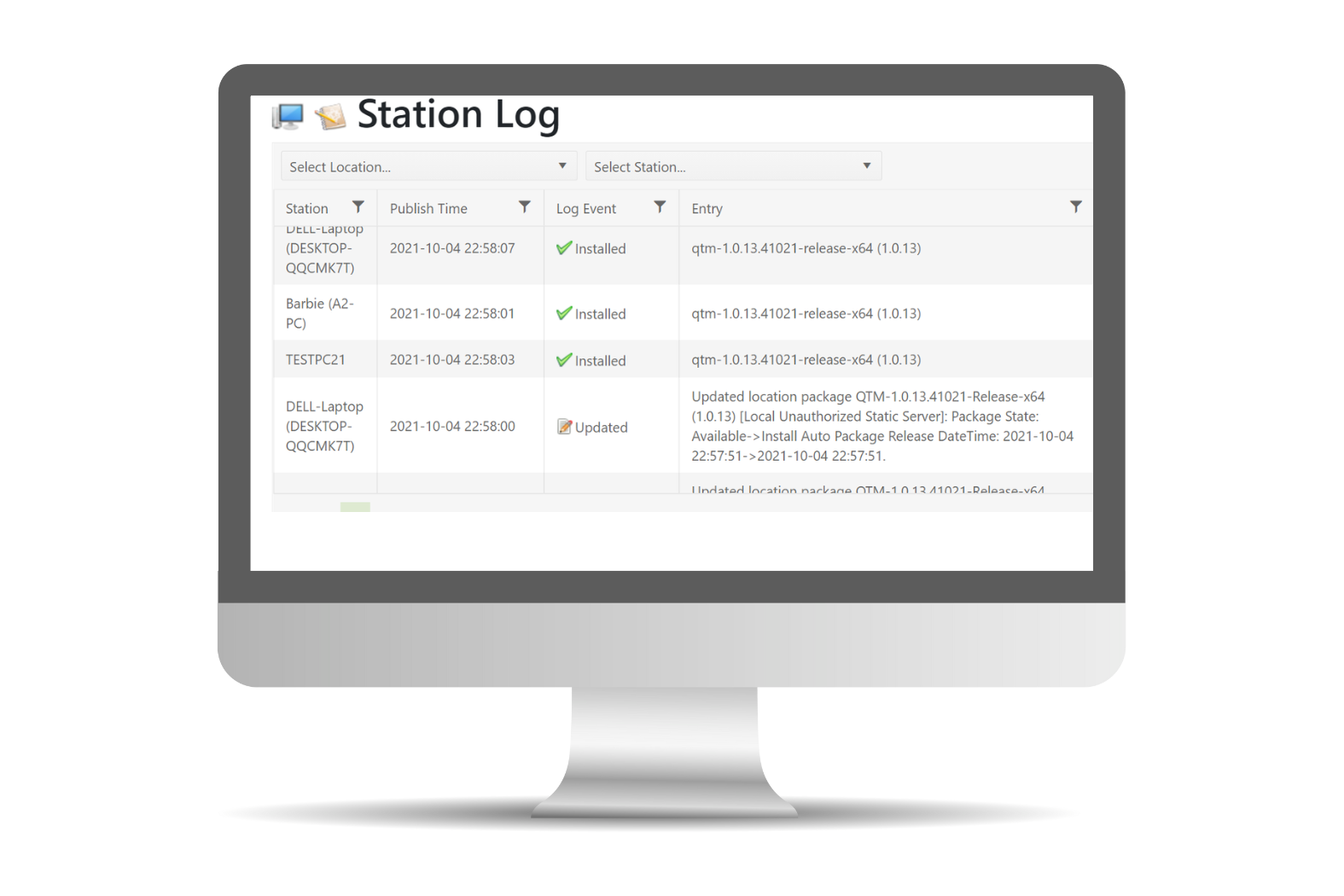 Mockup QTM station log