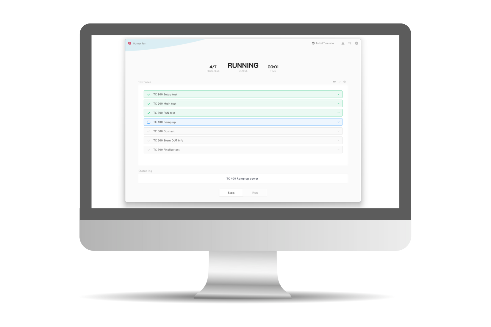Mockup QUTE running a test sequence